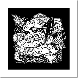 Triceratops Rock And Roll Dinosaur Musicians Posters and Art